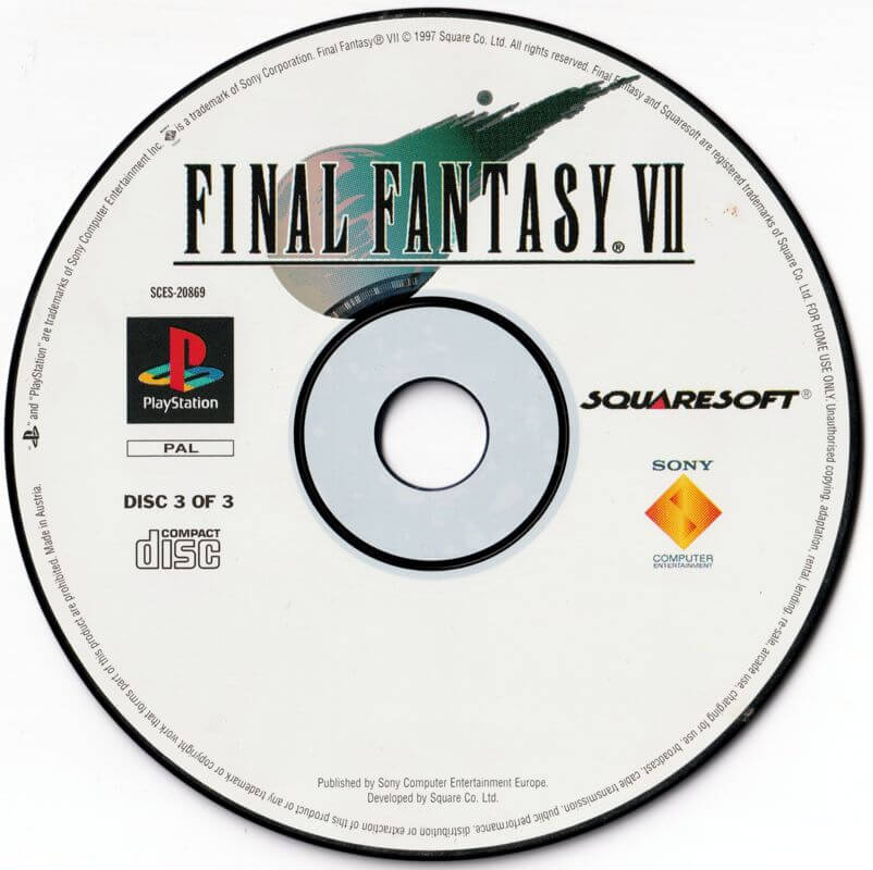 Лицензионный диск PAL Final Fantasy 7 для PlayStation
